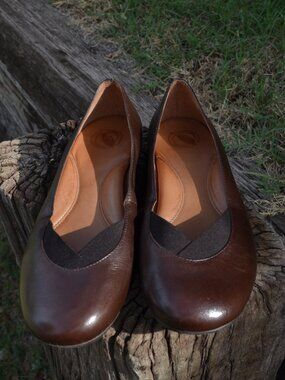 Nurture Leather Ballet Flats Comfort Slip Ons Flats Brown Arch Support 8 M